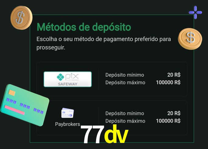 O cassino 77dv oferece uma grande variedade de métodos de pagamento